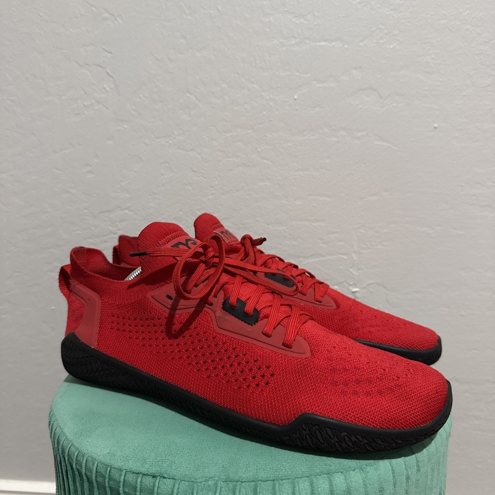 TYR Drop Zero Barefoot Trainer Red Knit Mens Size 11.5 Athletic Gym Shoes